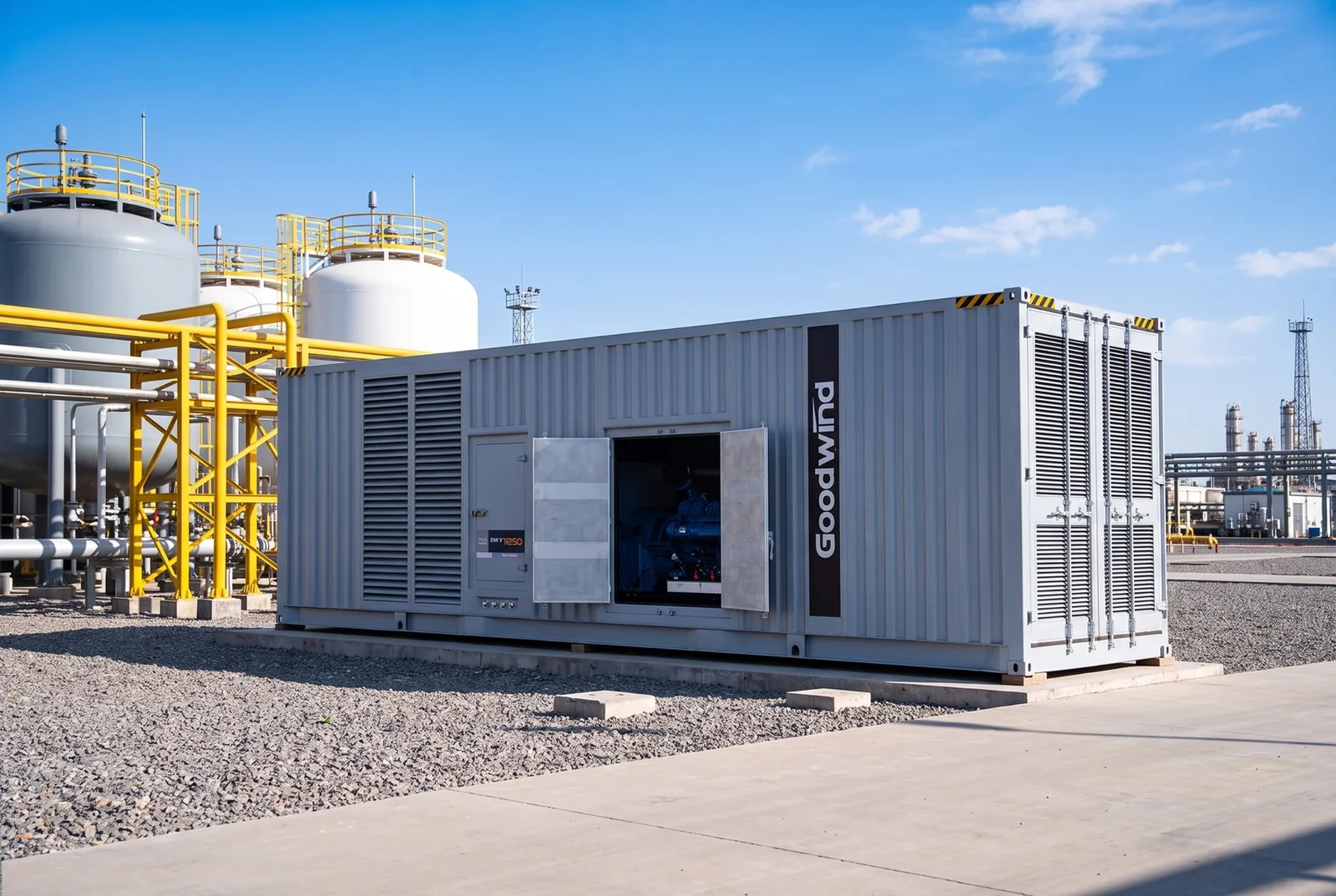 Goodwind containerized gas generator set at an industrial energy facility