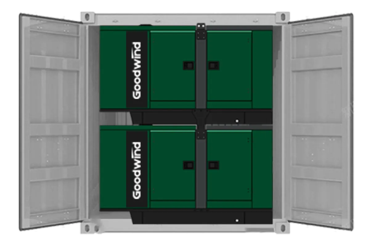 Open containerized generator system with two Goodwind silent generator sets