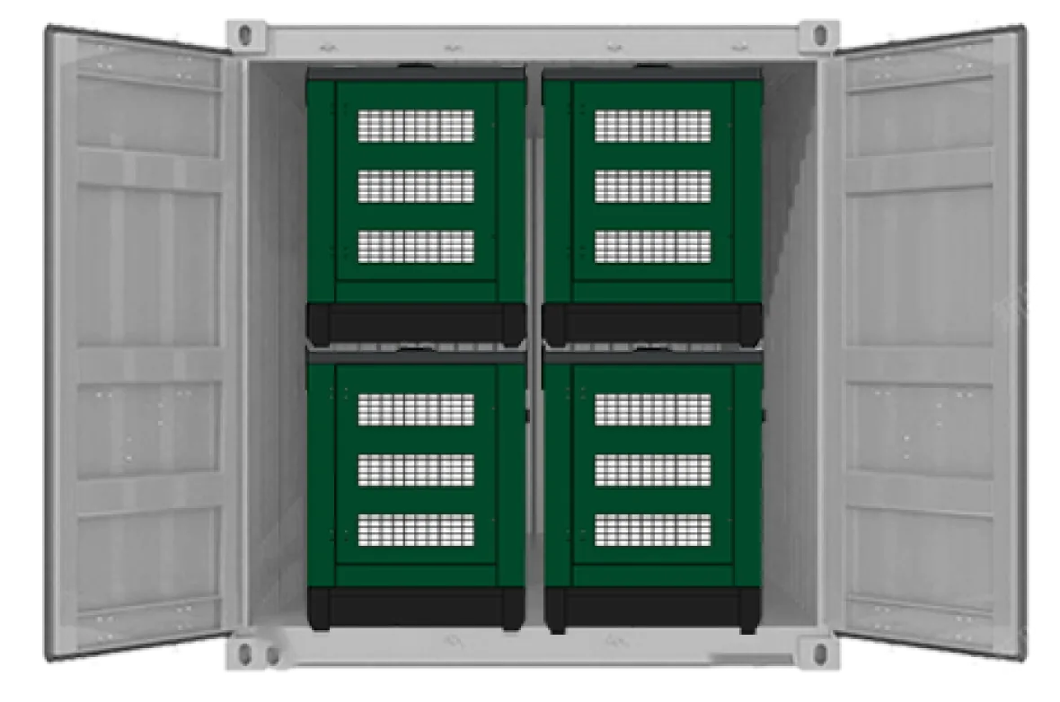 Open containerized generator system with four Goodwind silent generator sets