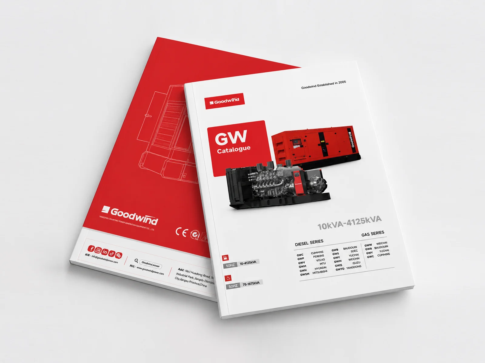 Goodwind diesel and gas generator set product catalogue cover for 10kVA to 4125kVA power solutions