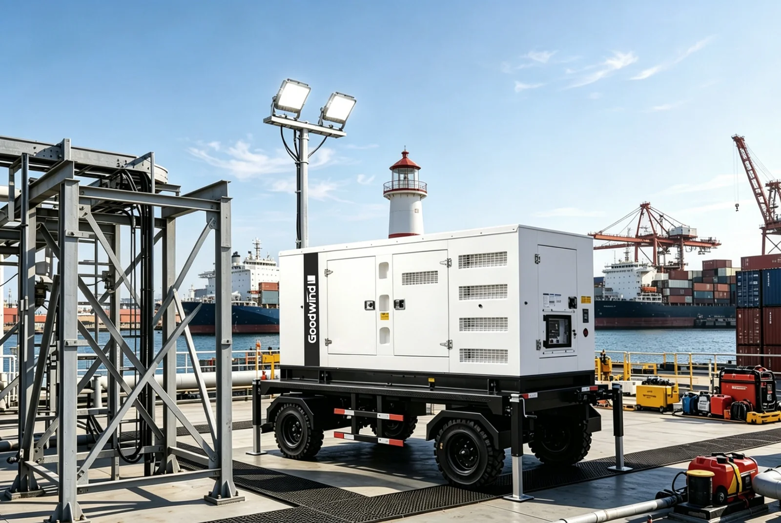 Goodwind trailer-mounted diesel generator set for port and marine operations